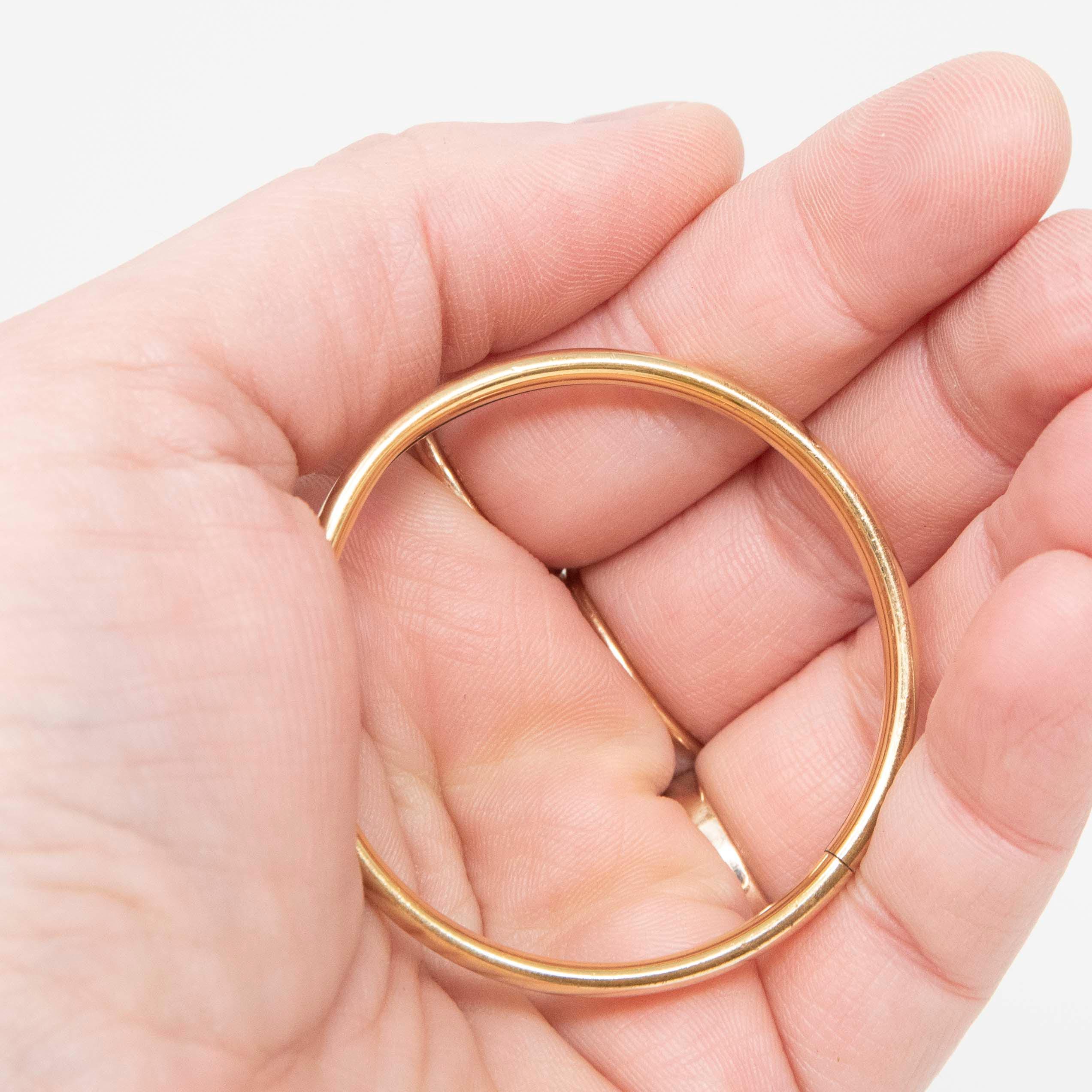 Mid Century Baby Bracelet - Vintage Gold Filled Plain Polished Children's Bangle - Circa 1960s Era 5 Inch Dainty Petite Marathon 60s Jewelry