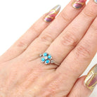 Vintage Shamrock Ring - Mid Century Platinum Turquoise & Diamonds - Circa 1940s Nature Inspired Size 6 1/4 Fine December Birthstone Jewelry