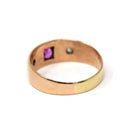 Antique Three Stone Band - Edwardian Era 14k Rosy Yellow Gold Pink Sapphire & Diamonds Men's Unisex - Vintage 1910s Size 8 3/4 Fine Jewelry