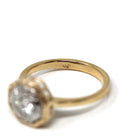 Vintage Diamond Ring - Mid Century Modern 14k Yellow White Gold Engagement - Octagonal Size 6 1/4 Two Tone Wedding Bridal Illusion Jewelry