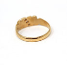 Antique Diamond Ring - Victorian 18k Yellow Gold .06 CTW Natural Diamond Band - Dated 1900 Size 7 1/2 Etruscan Revival Scroll Fine Jewelry