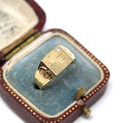 Letters "JP" Ring - Mid Century 14k Yellow Gold Engraved Initials Signet Natural Diamond - Vintage Circa 1940s Era Size 5 Fine 40s Jewelry