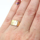 Letters "JP" Ring - Mid Century 14k Yellow Gold Engraved Initials Signet Natural Diamond - Vintage Circa 1940s Era Size 5 Fine 40s Jewelry