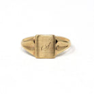 Letter "S" Ring - Mid Century 10k Yellow Gold Letter Engraved Cursive Initial - Vintage Circa 1940s Size 2 3/4 Pinky Midi Fine PSCO Jewelry