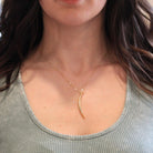 Crescent Moon Necklace - Retro 15k Yellow Gold Cultured Seed Pearls Celestial Pendant - Vintage Circa 1940s Era Statement Fine 40s Jewelry