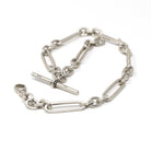 Pocket Watch Chain - Art Deco Era Sterling Silver English Hallmarked Elongated Links T Bar - Antique Vintage Dated 1927 Fine Unisex Jewelry