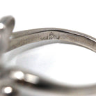 Onyx Bypass Ring - Mid Century 14k White Gold Natural Black Chalcedony Checkerboard Statement - Vintage Circa 1950s Size 7 1/4 Fine Jewelry