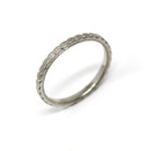 Art Deco Flower Band - Vintage 18k White Gold Geometric Eternity Ring - Circa 1930s Era Wedding Size 6 Bridal White Rose Fine 30s Jewelry