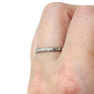 Art Deco Flower Band - Vintage 18k White Gold Geometric Eternity Ring - Circa 1930s Era Wedding Size 6 Bridal White Rose Fine 30s Jewelry