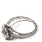 Modern Flower Ring - Estate 14k White Gold Natural Round Brilliant Cut Diamond - Vintage Circa 1990s Era Size 5 Fine Statement Jewelry