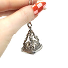 Antique Carnelian Fob - Victorian Sterling Silver Ornate Repousse Style Charm - Circa 1890s Era Pocket Watch Fashion Accessory Jewelry