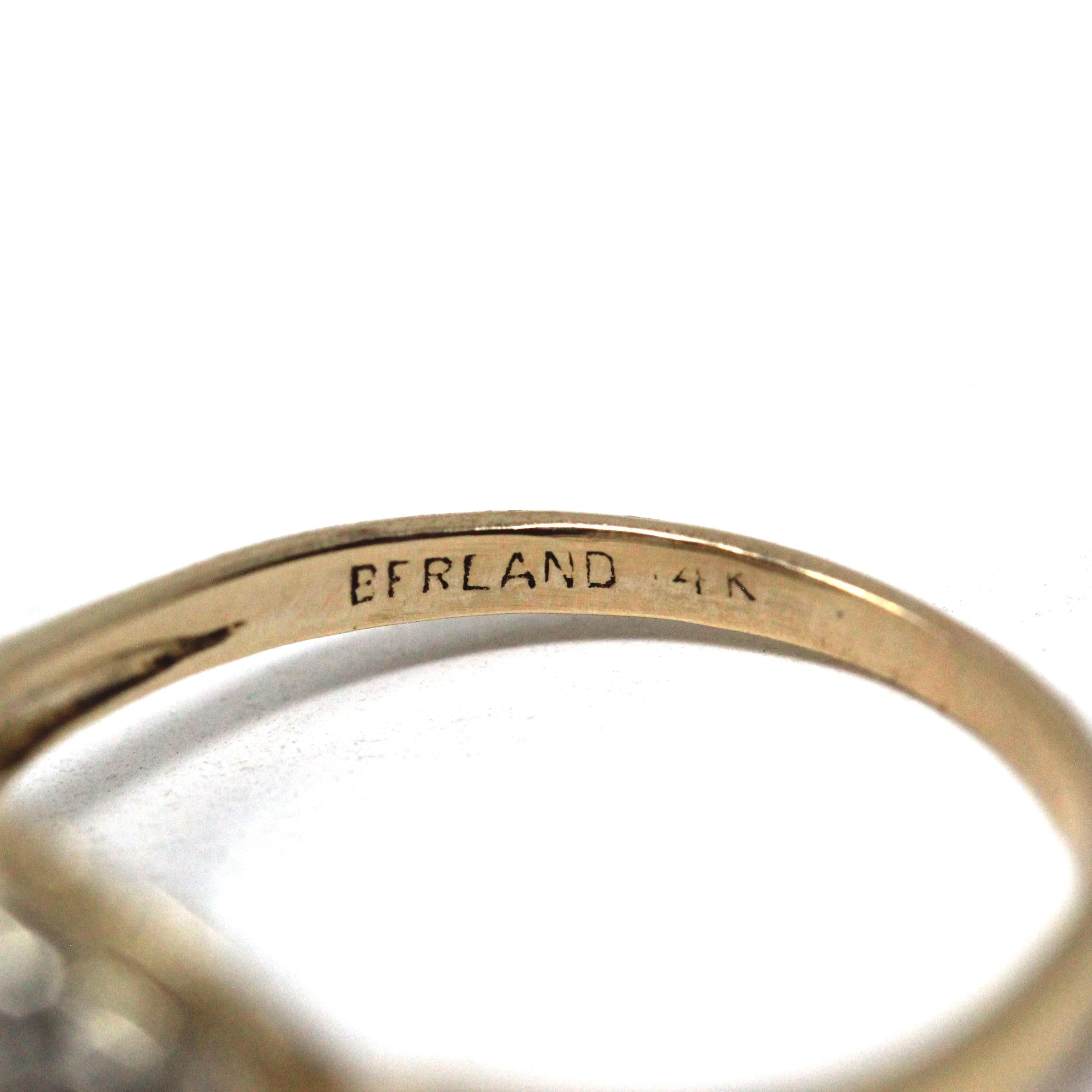 Vintage Princess Ring - Mid Century 14k Yellow & White Gold Diamonds Two Tone - Circa 1950s Era Size 5 1/4 Anniversary Berland Fine Jewelry