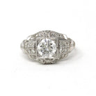 Art Deco Diamond Ring - Vintage Platinum 1.40 CTW Natural Gemstones - Circa 1930s Era Die Struck Geometric Size 7 Fine 30s Report Jewelry