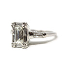 Vintage 1.57 ctw Diamond Ring - Mid Century Platinum Emerald Baguette Cut Natural Diamonds - Circa 1950s Size 4 1/4 Report Fine Jewelry