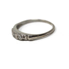 Mid-Century Diamond Band - 14k White Gold Natural Round Single Cut Gemstones Ring - Circa 1950s Era Size 5 3/4 Fine Wedding Bridal Jewelry