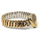 Vintage Expansion Bracelet - Retro 10k Gold Filled Sterling Base Heart Flower Stretch Links - Circa 1940s Era Statement Co Star 40s Jewelry