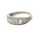 Mid Century Diamond Band - Vintage Platinum Natural Baguette Round Cut Gemstones Wedding Bridal Ring - Circa 1960s Size 7 1/4 Fine Jewelry