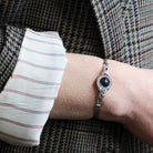 Converted Watch Bracelet - Vintage 14k White Gold Diamond Accented Case - Circa 1950s Fine Petite Collectible Deco Style Mid Century Jewelry