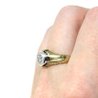 Vintage Diamond Ring - Art Deco Era 14k Yellow & White Gold Natural Gemstone - Circa 1930s Size 8 1/2 Fine Men's Unisex Engagement Jewelry