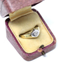 Vintage Diamond Ring - Art Deco Era 14k Yellow & White Gold Natural Gemstone - Circa 1930s Size 8 1/2 Fine Men's Unisex Engagement Jewelry