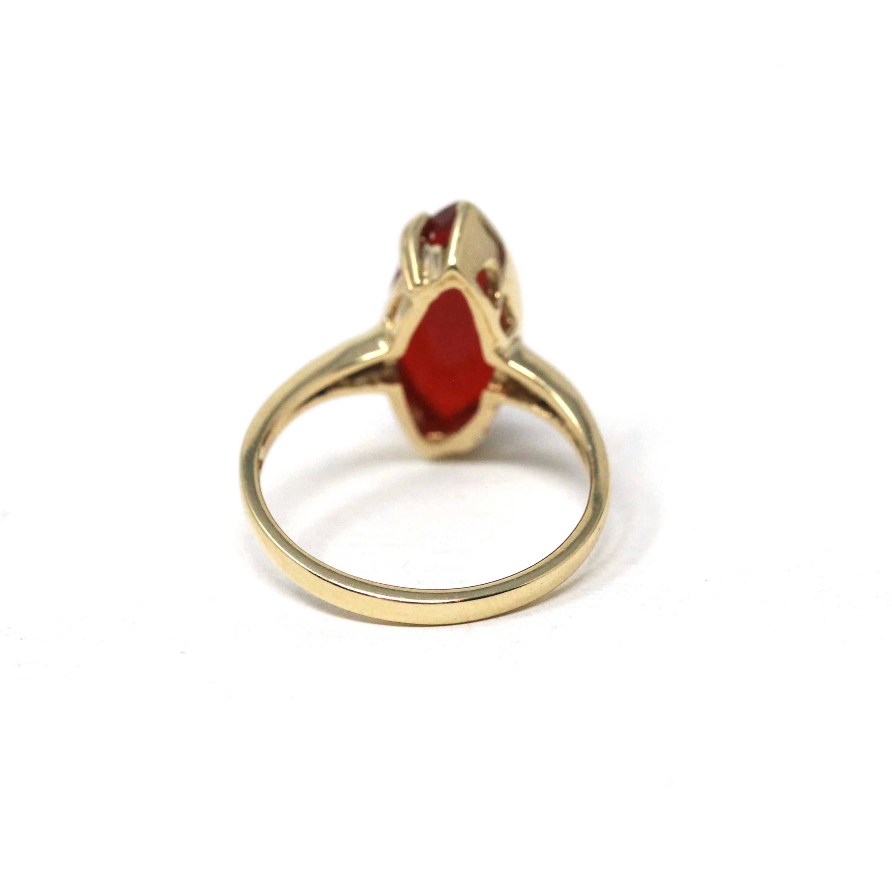 Vintage Carnelian Ring - Retro 10k Yellow Gold Natural Red
