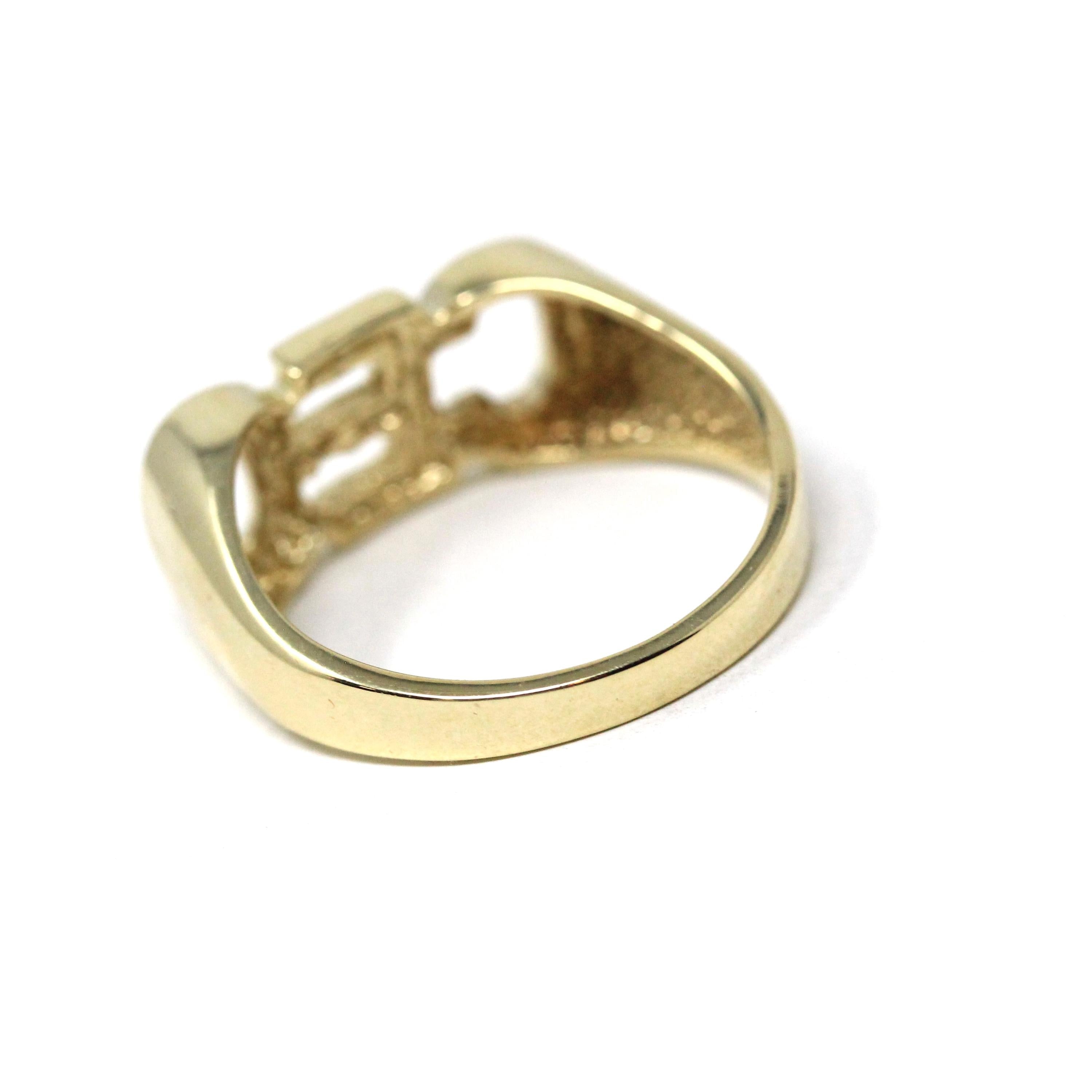 Modern "CEO" Ring - Estate 10k Yellow Gold Signet Letters Band - Unisex Boss Manager Gift Size 9 1/4 Initials Statement Fine Jewelry