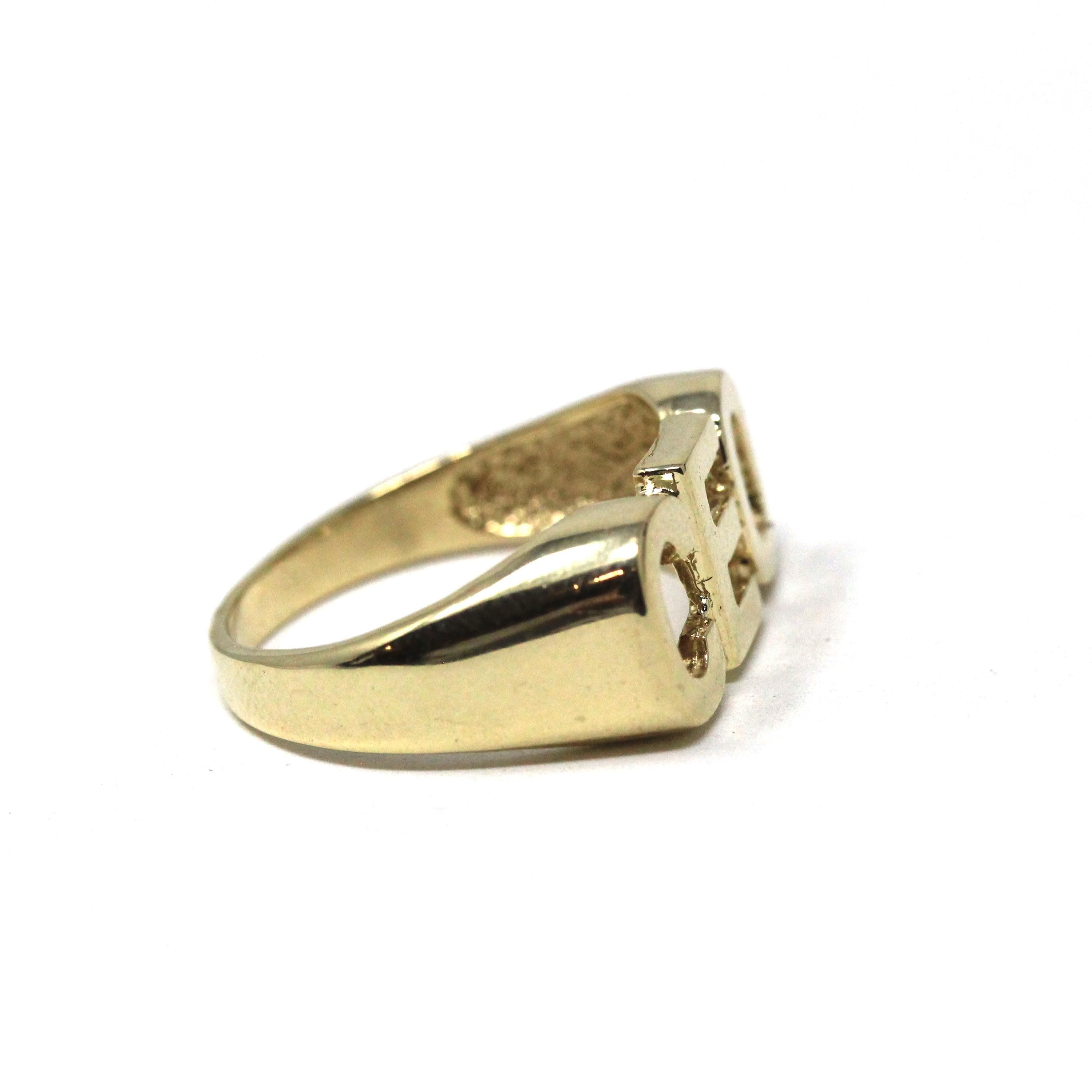 Modern "CEO" Ring - Estate 10k Yellow Gold Signet Letters Band - Unisex Boss Manager Gift Size 9 1/4 Initials Statement Fine Jewelry