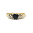 Vintage Sapphire & Diamond Ring - Retro 18k Yellow White Two Tone Gold Natural Blue Gemstone Ring - Hallmarked 1967 Size 5 1/4 Fine Jewelry