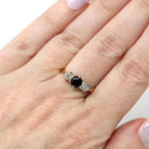 Vintage Sapphire & Diamond Ring - Retro 18k Yellow White Two Tone Gold Natural Blue Gemstone Ring - Hallmarked 1967 Size 5 1/4 Fine Jewelry