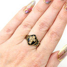 Victorian Cross Ring - Antique 18k Yellow Gold Seed Pearl Black Enamel Symbolic Statement - Vintage Circa 1880 Size 6 1/4 Fine Jewelry