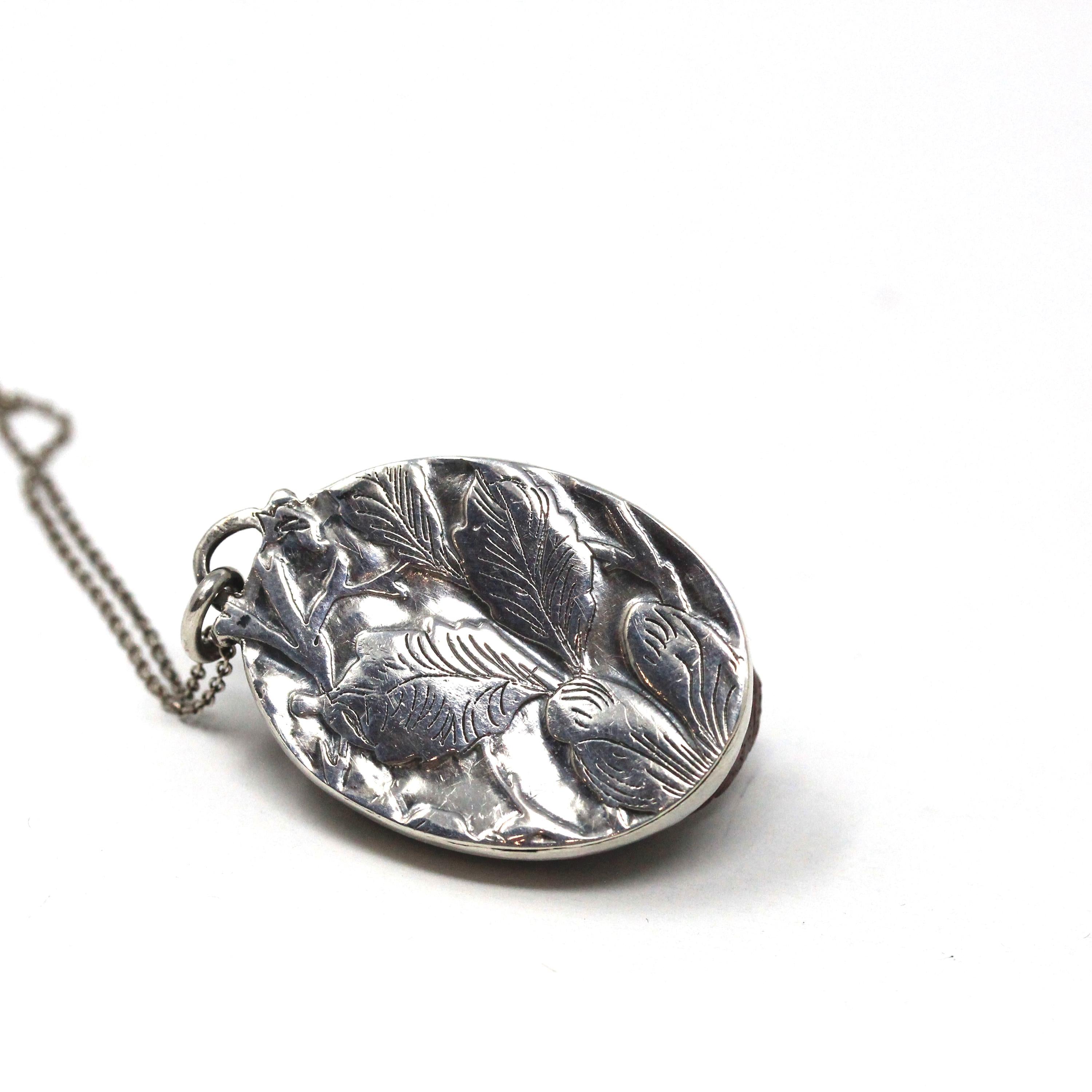 Vintage Cherub Pendant - Mid Century Silver Cherub Angel Baby Necklace - Circa 1960s Era Leaf Statement Plastic Fashion Accessory Jewelry