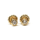Bezel Diamond Earrings - Contemporary Custom 14k Yellow Gold .24 CTW Natural Old European Cut Gemstones - Post Stud Fine Minimalist Jewelry