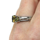 Estate Andalusite Ring - Modern Platinum Solitaire Natural Gemstone East West Green Orange - Size 7 1/2 Alternative Engagement Fine Jewelry