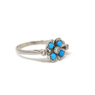 Vintage Shamrock Ring - Mid Century Platinum Turquoise & Diamonds - Circa 1940s Nature Inspired Size 6 1/4 Fine December Birthstone Jewelry