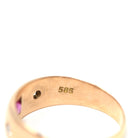 Antique Three Stone Band - Edwardian Era 14k Rosy Yellow Gold Pink Sapphire & Diamonds Men's Unisex - Vintage 1910s Size 8 3/4 Fine Jewelry