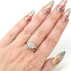 Vintage Diamond Ring - Mid Century Modern 14k Yellow White Gold Engagement - Octagonal Size 6 1/4 Two Tone Wedding Bridal Illusion Jewelry