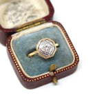 Vintage Diamond Ring - Mid Century Modern 14k Yellow White Gold Engagement - Octagonal Size 6 1/4 Two Tone Wedding Bridal Illusion Jewelry