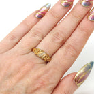 Antique Diamond Ring - Victorian 18k Yellow Gold .06 CTW Natural Diamond Band - Dated 1900 Size 7 1/2 Etruscan Revival Scroll Fine Jewelry