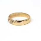 Retro Star Incised Band - Vintage 9k Yellow Gold .11 CTW Natural Diamonds Ring - Circa 1980s Celestial Inspired Size 7 Fine Bridal Jewelry