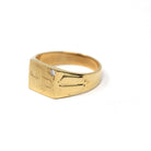 Letters "JP" Ring - Mid Century 14k Yellow Gold Engraved Initials Signet Natural Diamond - Vintage Circa 1940s Era Size 5 Fine 40s Jewelry