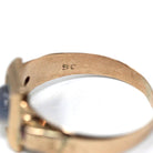 Edwaridna Moonstone Ring - Antique English 9k Rosy Yellow Gold Cabochon Magical Gem - Circa 1900 Size 11 3/4 Garnet Accent Fine Jewelry