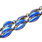Vintage Enamel Jewelry Set - Mid Century Sterling Silver Blue Enamel Leaf Links Necklace Bracelet - Circa 1950s Era David Anderson Jewelry