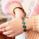 Vintage Enamel Jewelry Set - Mid Century Sterling Silver Green Enamel Leaf Links Necklace Bracelet - Circa 1950s Era David Anderson Jewelry