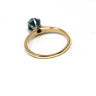 Vintage Turquoise Ring - Mid Century 14k Yellow Gold & Platinum Round Cabochon Cut Gem - Circa 1950s Era Size 4 1/4 Fine Statement Jewelry