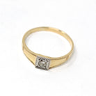 Vintage Diamond Ring - Mid Century 10k Yellow & White Gold Natural Gemstone Wedding Band - Circa 1940s Era Size 7 1/2 Fine Statement Jewelry