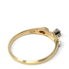 Vintage Diamond Ring - Mid Century 10k Tri Color Gold Natural Round Solitaire Gemstone Engagement - Circa 1960s Size 5 3/4 Leaf Fine Jewelry