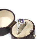 Retro Bypass Ring - Vintage 10k White Gold Purple Pink Created Color Change Sapphire Gemstone Swirl - Circa 1960s Era Size 5.75 Fine Jewelry