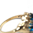 Vintage Toi Et Moi Ring - Mid Century Era 10k Yellow Gold Bright Blue Glass Stones - Circa 1940s Size 6 Leaf Details Bypass Fine 40s Jewelry