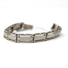 Vintage Panel Bracelet - Retro Sterling Silver Rectangular Textured Links - Circa 1960s Era Statement Fashion Accessory Marked Wells Jewelry