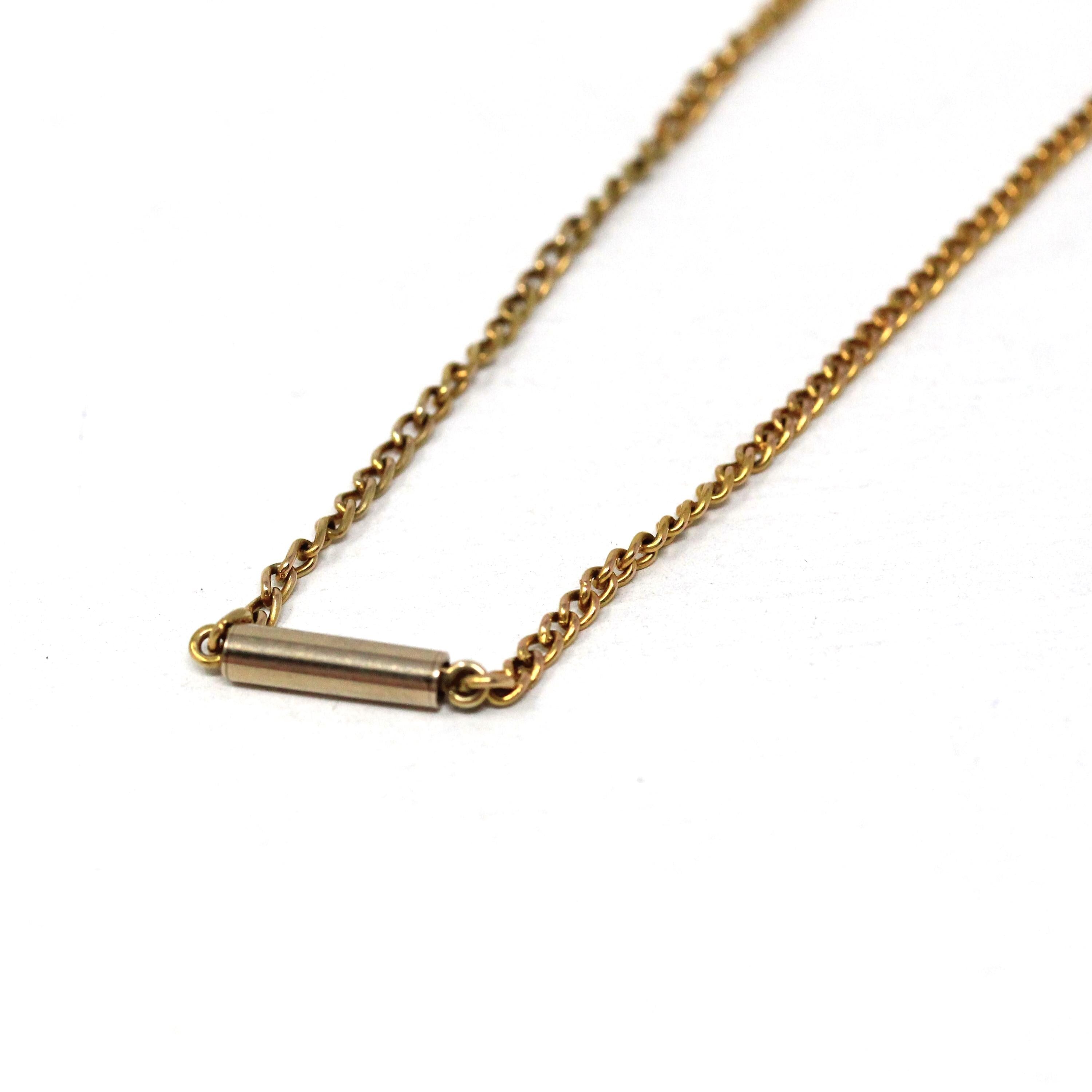 Vintage Curb Chain - Mid Century 9ct Yellow Gold 17 Inches Fashion Accessory Necklace - Vintage Circa 1940s Era Barrel Clasp Fine Jewelry